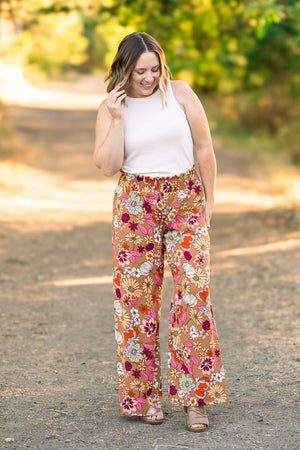 Presley Palazzo Pants - Boho Floral Wide Leg Pants by Michelle Mae