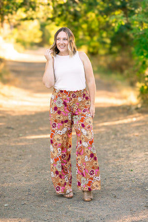 Presley Palazzo Pants - Boho Floral Wide Leg Pants by Michelle Mae