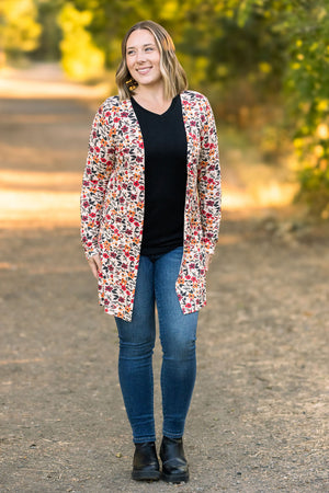 Classic Cardigan - Red Floral by Michelle Mae