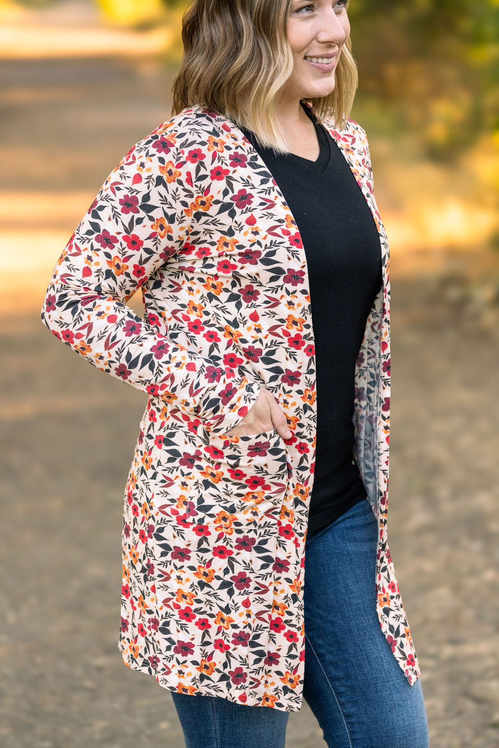 Classic Cardigan - Red Floral by Michelle Mae