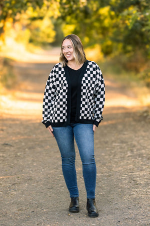 Black Checker Cardigan by Michelle Mae