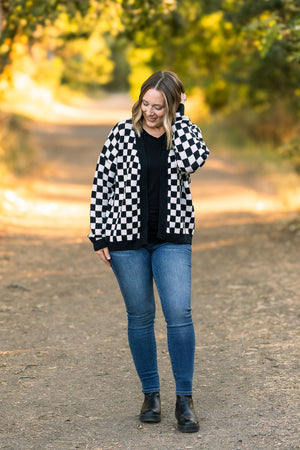 Black Checker Cardigan by Michelle Mae