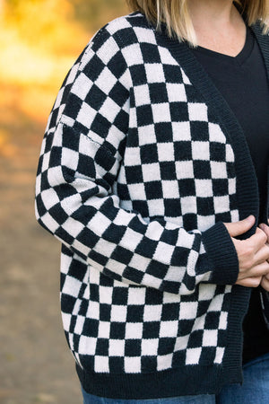 Black Checker Cardigan by Michelle Mae