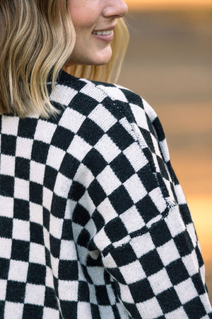 Black Checker Cardigan by Michelle Mae