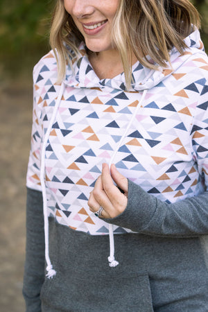 Hailey Pullover Hoodie - Geometric and Charcoal by Michelle Mae