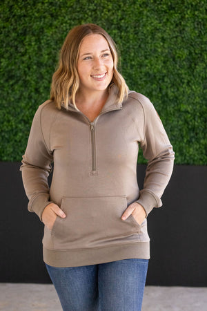 Scuba HalfZip Hoodie - Mocha by Michelle Mae