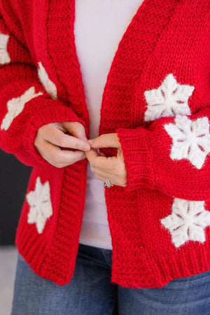 Snowflake Cardigan - Red by Michelle Mae