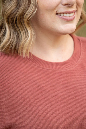 Corrine Ribbed Pullover Top - Terra Cotta by Michelle Mae