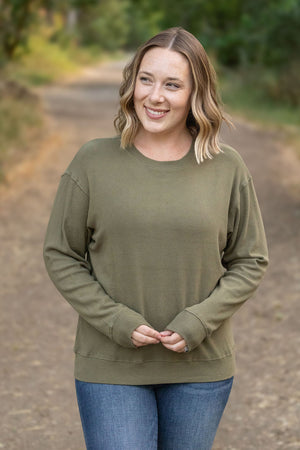 Corrine Ribbed Pullover Top - Olive by Michelle Mae