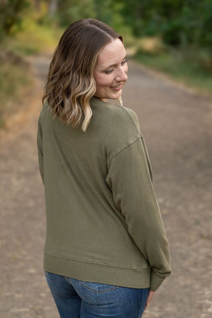 Corrine Ribbed Pullover Top - Olive by Michelle Mae