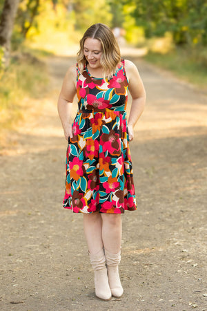 Kelsey Tank Dress - Buttery Soft Bold Magenta Floral by Michelle Mae