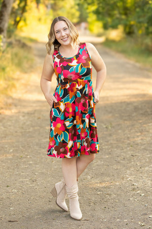 Kelsey Tank Dress - Buttery Soft Bold Magenta Floral by Michelle Mae