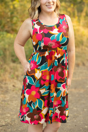 Kelsey Tank Dress - Buttery Soft Bold Magenta Floral by Michelle Mae