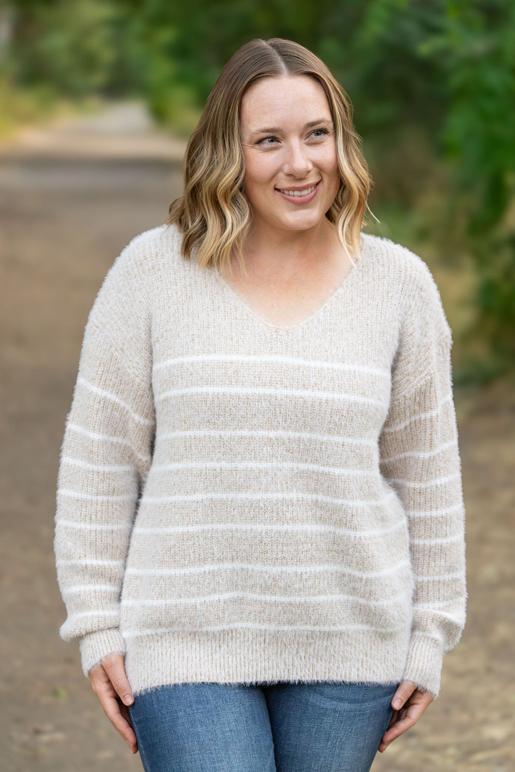 Cozy Striped Sweater - Natural by Michelle Mae