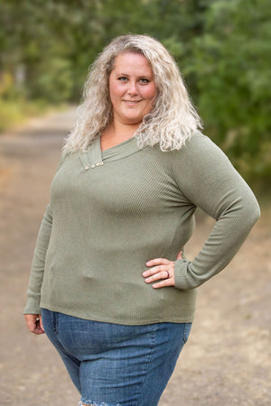 Brooklyn Button Top - Olive by Michelle Mae