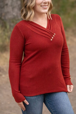 Brooklyn Button Top - Brick by Michelle Mae