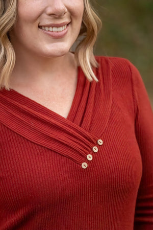 Brooklyn Button Top - Brick by Michelle Mae