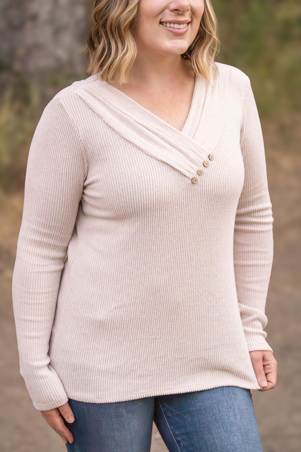 Brooklyn Button Top - Oatmeal by Michelle Mae