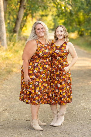 Bailey Dress - Buttery Soft Brown Fall Floral by Michelle Mae