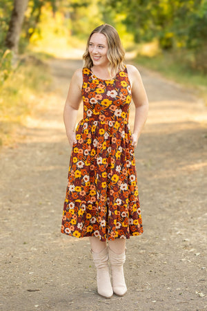 Bailey Dress - Buttery Soft Brown Fall Floral by Michelle Mae