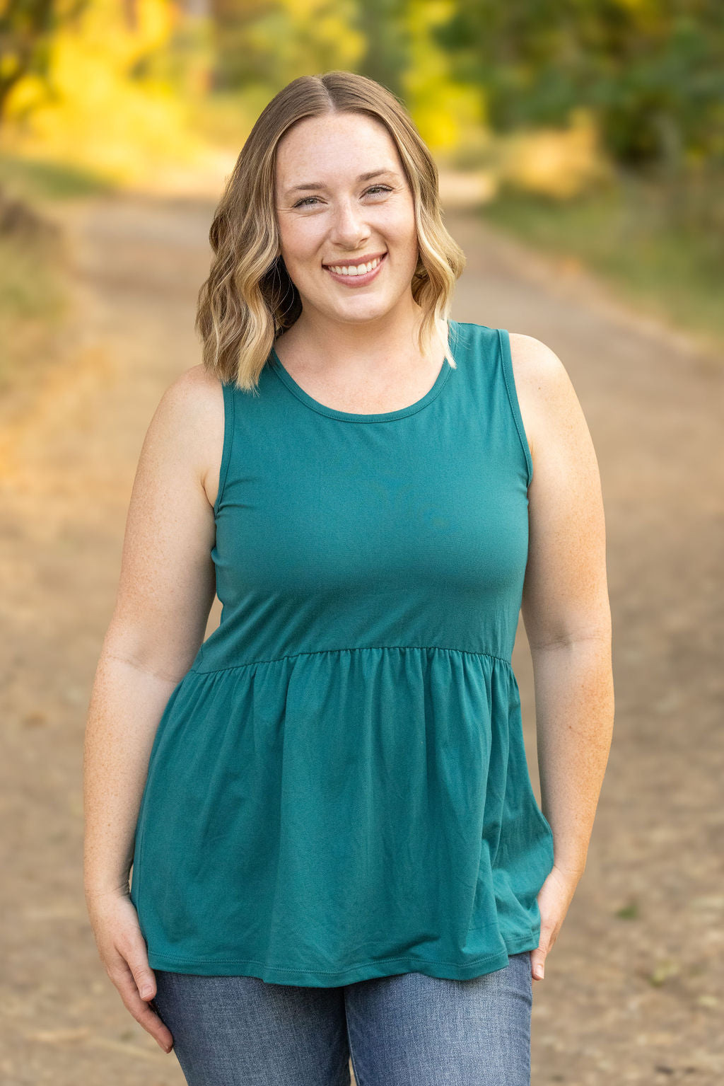 Renee Ruffle Tank - Teal by Michelle Mae