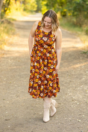 Bailey Dress - Buttery Soft Brown Fall Floral by Michelle Mae