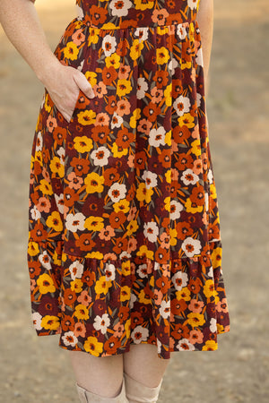 Bailey Dress - Buttery Soft Brown Fall Floral by Michelle Mae