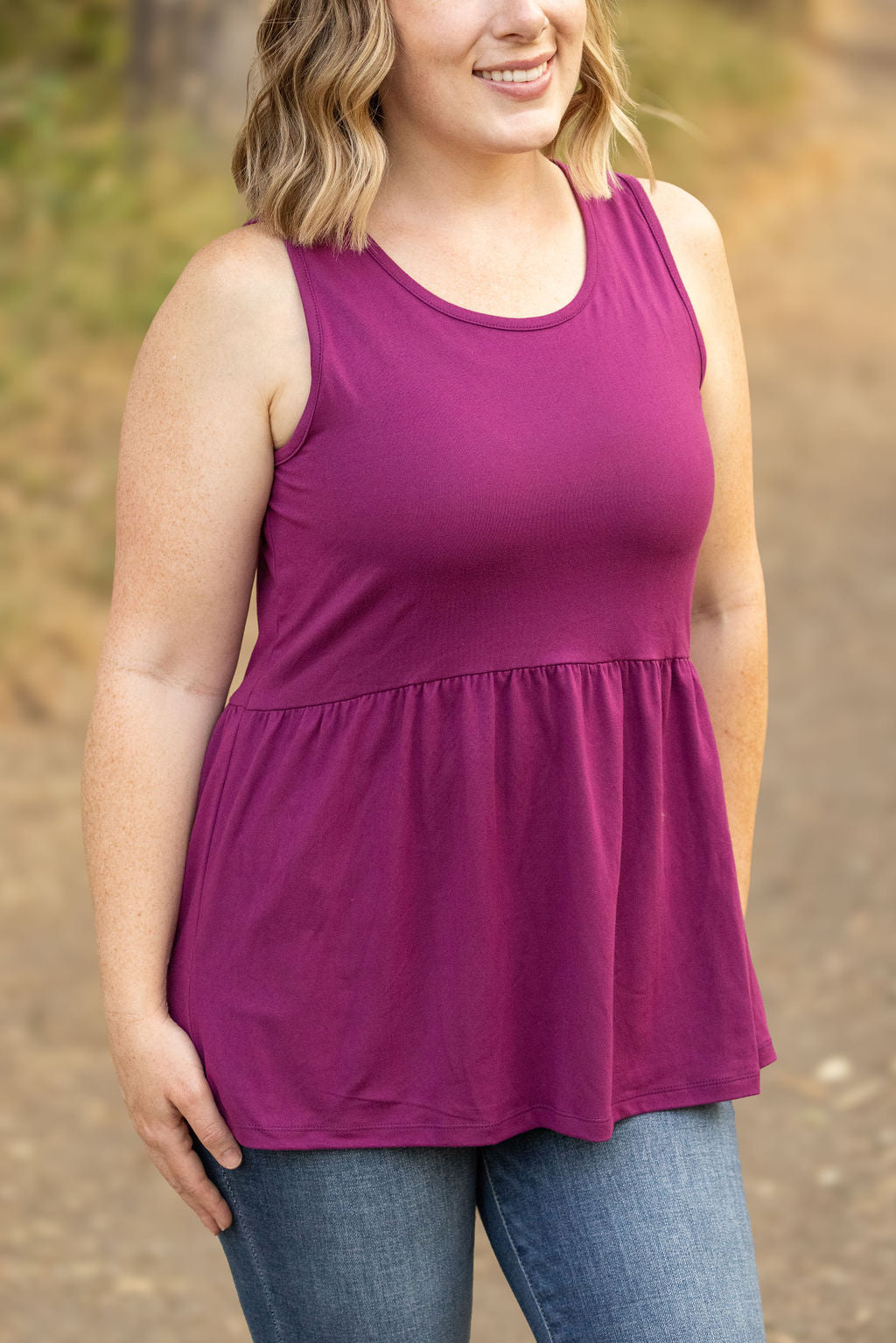 Renee Ruffle Tank - Dark Purple by Michelle Mae