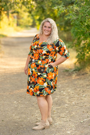 Taylor Surplice Dress - Buttery Soft Bold Olive Floral by Michelle Mae