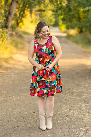 Kelsey Tank Dress - Buttery Soft Bold Magenta Floral by Michelle Mae