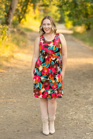 Kelsey Tank Dress - Buttery Soft Bold Magenta Floral by Michelle Mae