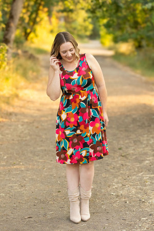 Kelsey Tank Dress - Buttery Soft Bold Magenta Floral by Michelle Mae