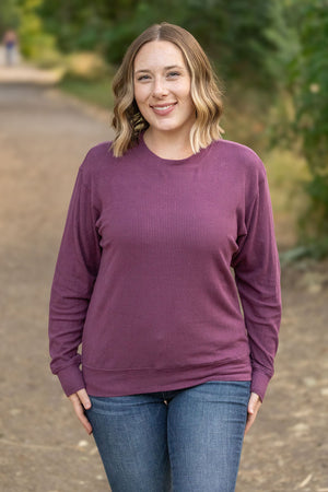 Corrine Ribbed Pullover Top - Plum by Michelle Mae