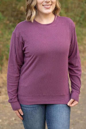 Corrine Ribbed Pullover Top - Plum by Michelle Mae