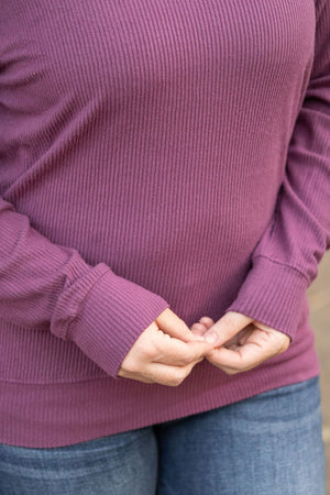 Corrine Ribbed Pullover Top - Plum by Michelle Mae