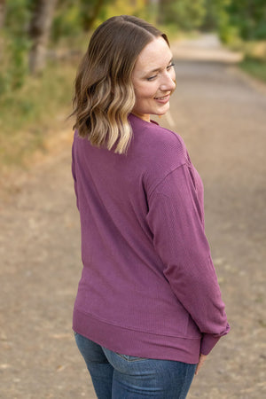 Corrine Ribbed Pullover Top - Plum by Michelle Mae