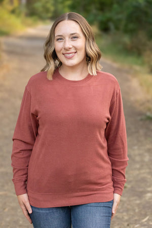 Corrine Ribbed Pullover Top - Terra Cotta by Michelle Mae