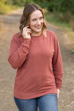 Corrine Ribbed Pullover Top - Terra Cotta by Michelle Mae