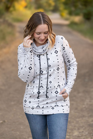 Soft Funnel Neck - Grey Geometric by Michelle Mae