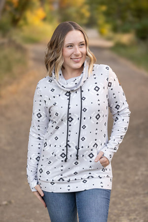 Soft Funnel Neck - Grey Geometric by Michelle Mae