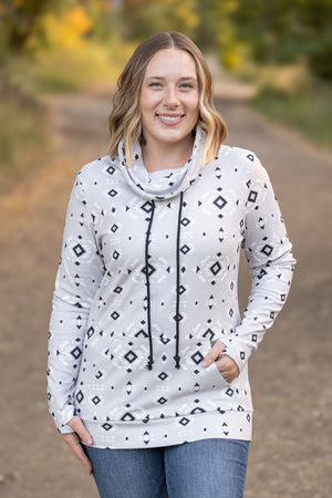 Soft Funnel Neck - Grey Geometric by Michelle Mae