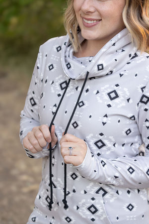 Soft Funnel Neck - Grey Geometric by Michelle Mae