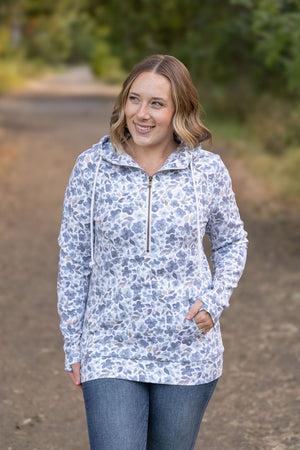 HalfZip Hoodie - Blue Floral by Michelle Mae