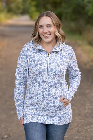 HalfZip Hoodie - Blue Floral by Michelle Mae