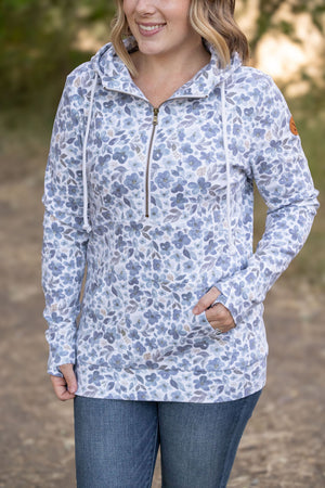 HalfZip Hoodie - Blue Floral by Michelle Mae