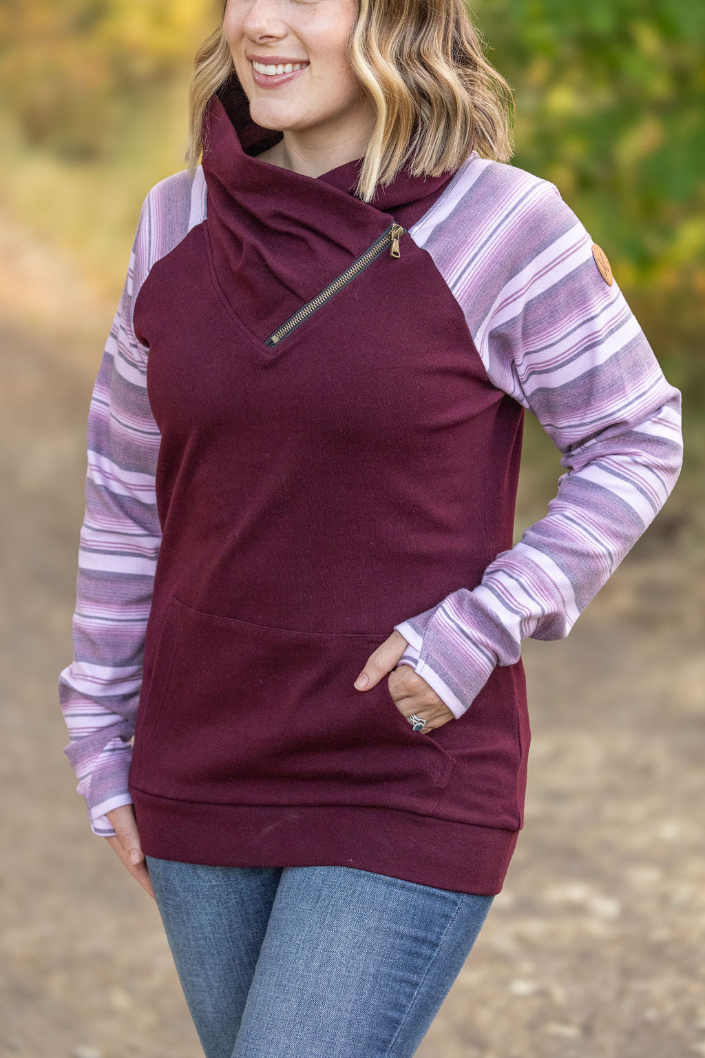 Classic Zoey ZipCowl Sweatshirt - Berry Serape by Michelle Mae