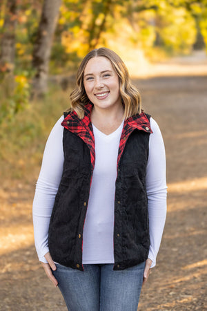 Reversible Vest - Corded Black and Plaid by Michelle Mae