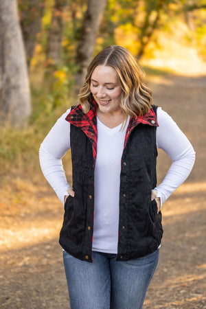 Reversible Vest - Corded Black and Plaid by Michelle Mae