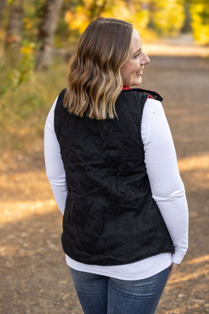 Reversible Vest - Corded Black and Plaid by Michelle Mae