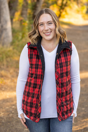 Reversible Vest - Corded Black and Plaid by Michelle Mae